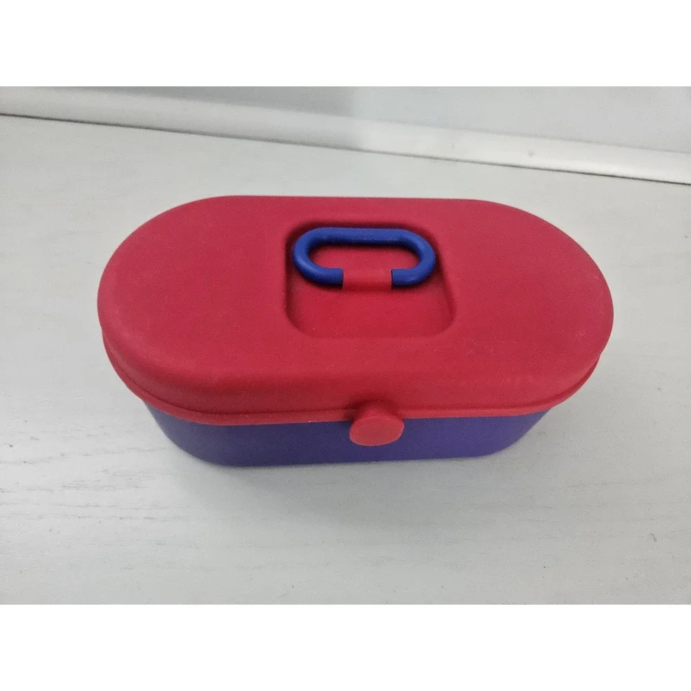 Vintage 90's Mini Organizer Jewelry Make-up Trinkets Pink And Purple‎